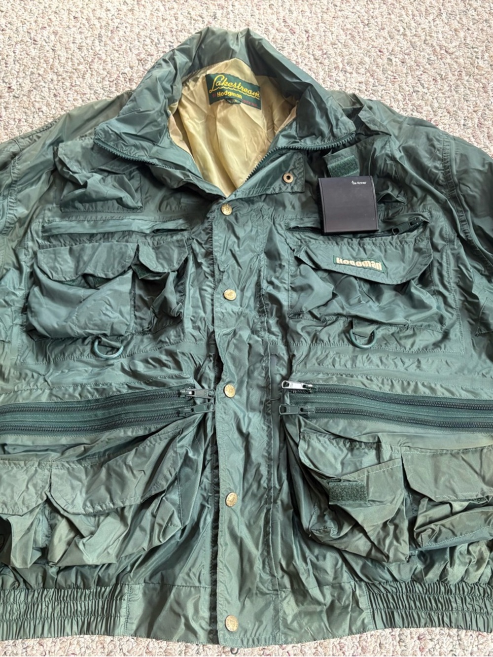 Vintage Hodgman Lakestream Fly Fishing Jacket Mens XL With Hood 90s